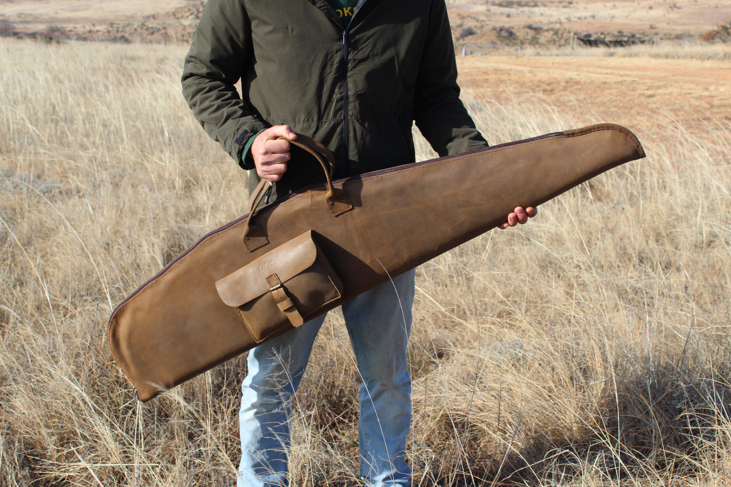 Leather Rifle Bag - Light waxed suede
