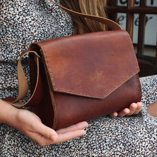 Esther satchel in cognac leather