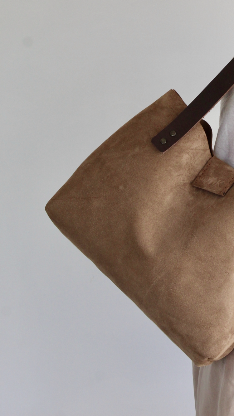Suede Tote - Brown