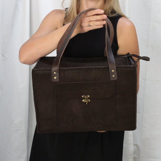 Closed Organiser's Case in Suede - Brown