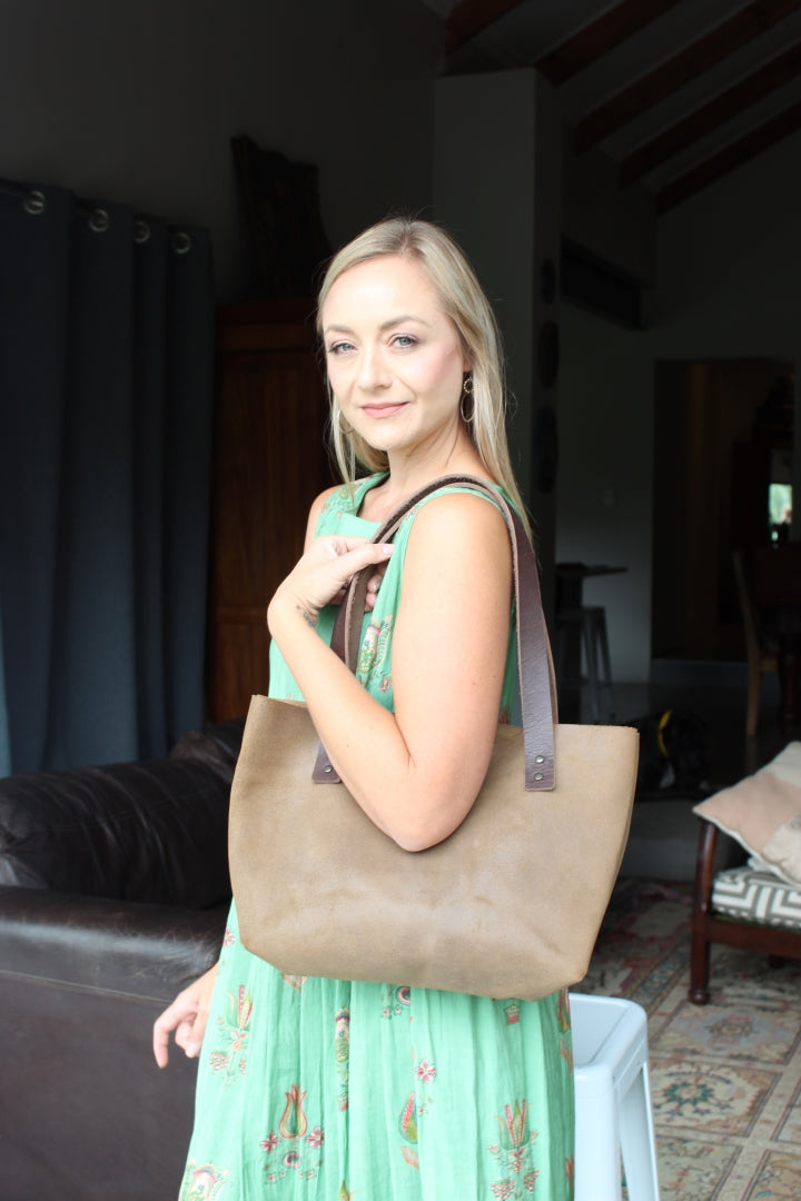 Suede Tote - Brown