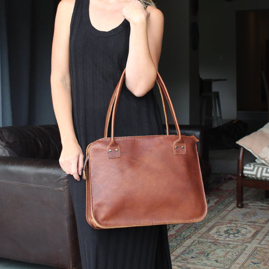 Sandra Leather Business Bag - Cognac