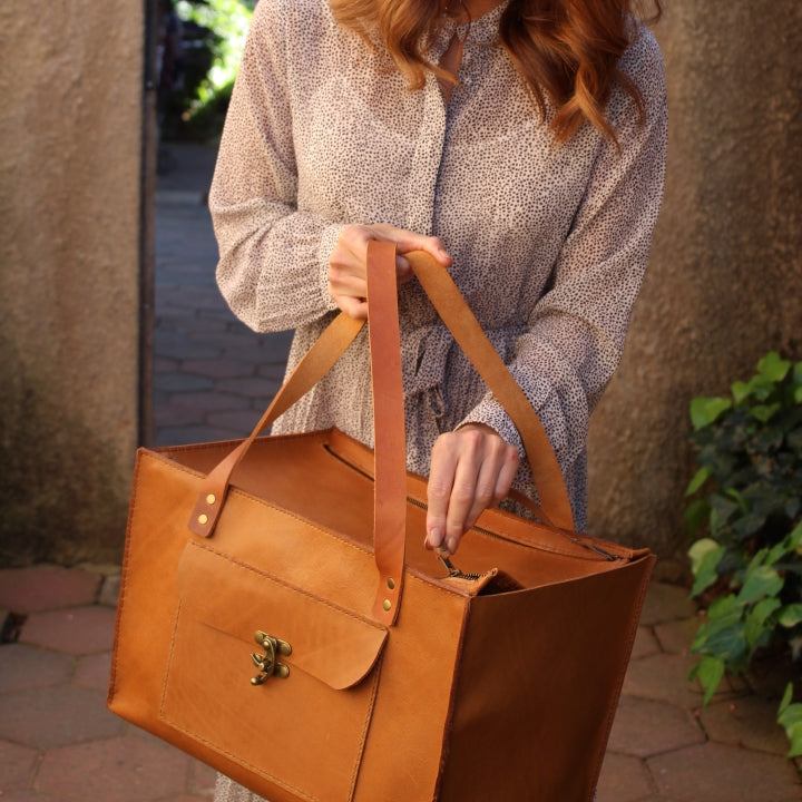Closed Leather Organiser Case - Tan