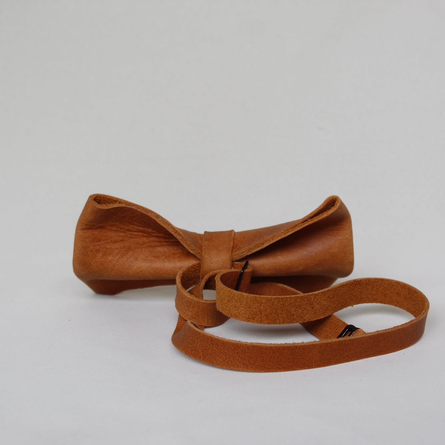Leather Folded Bow Tie - Tan