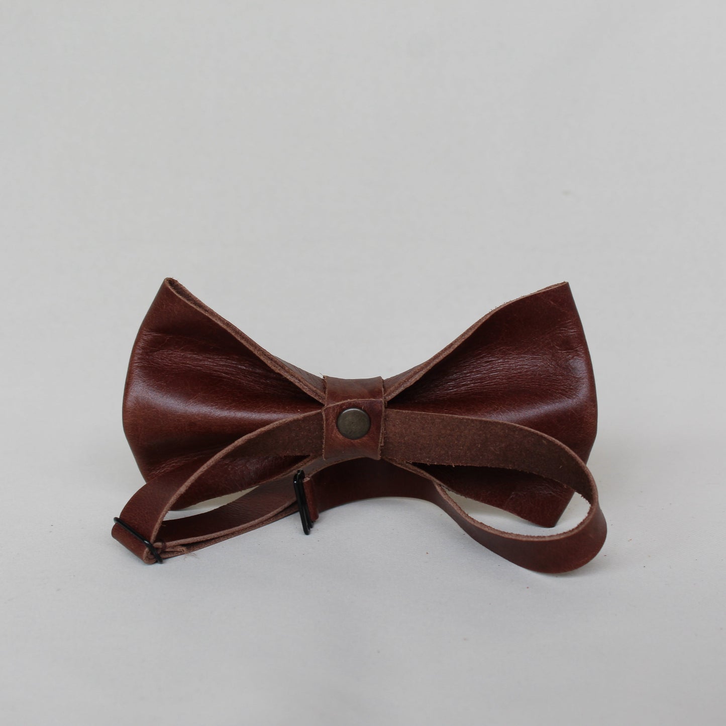 Leather Folded Bow Tie - Brown