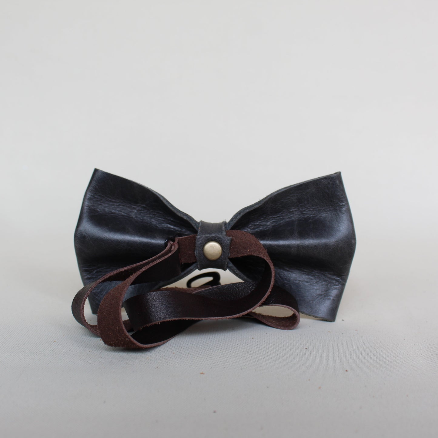 Leather Folded Bow Tie - Black