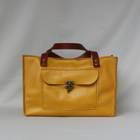 Closed Leather Organiser Case - Mustard