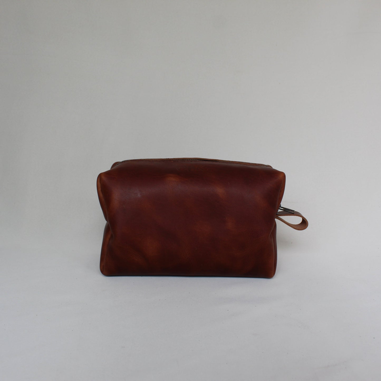 Leather Box Toiletry Bag - Cognac