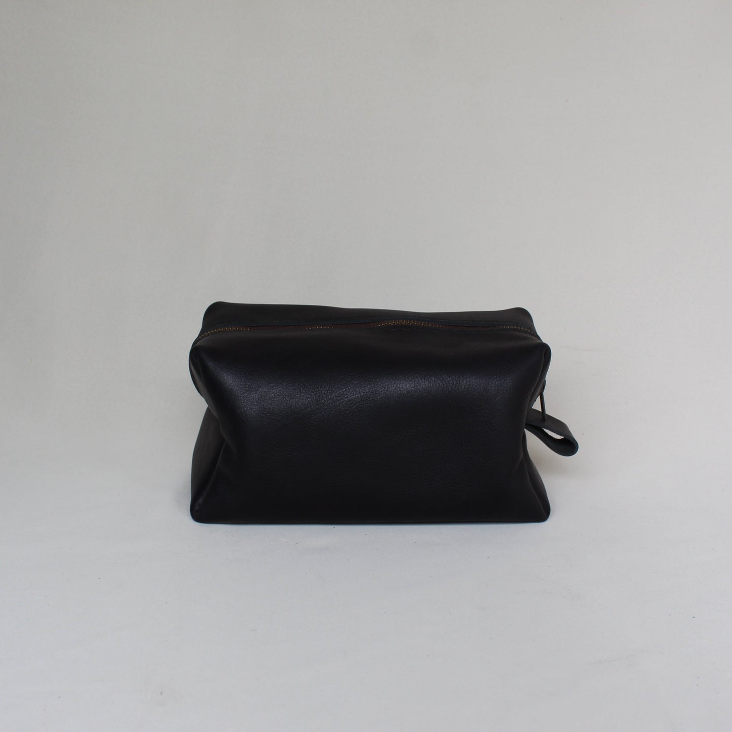 Leather Box Toiletry Bag - Black