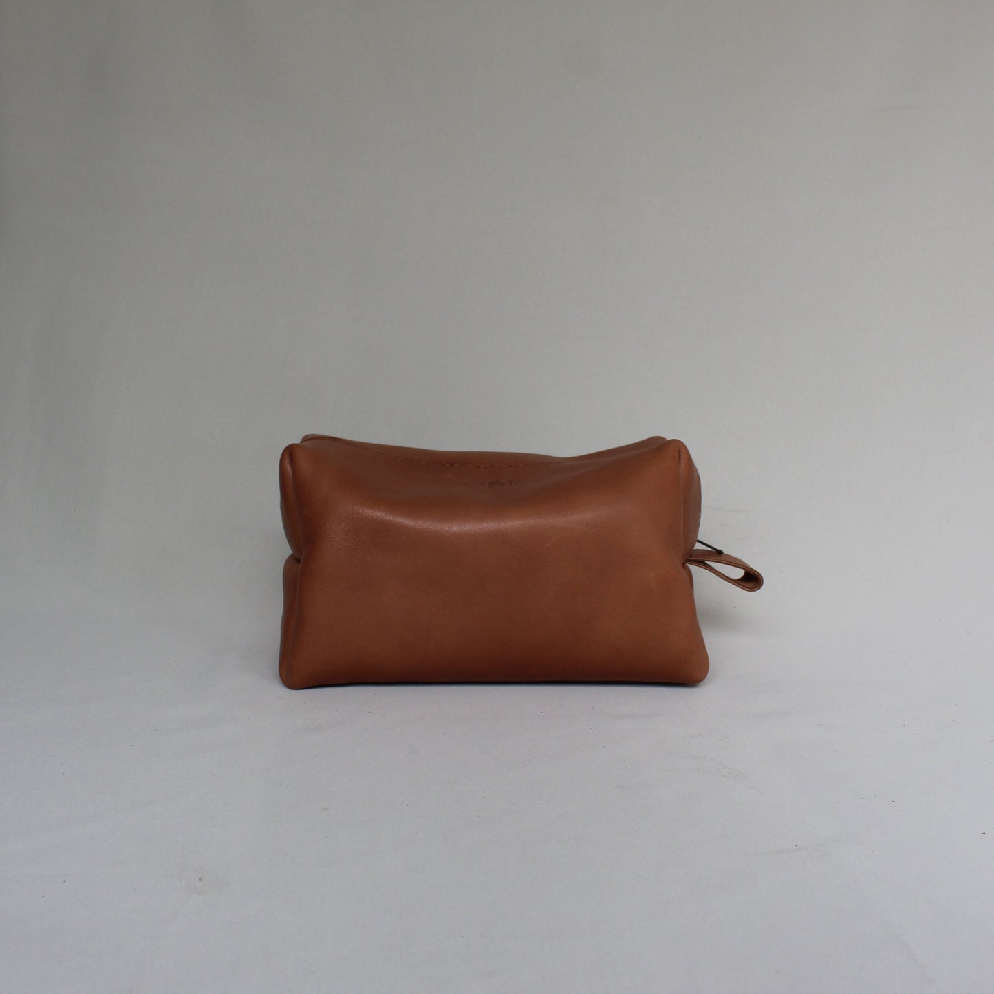 Leather Box Toiletry Bag - Tan