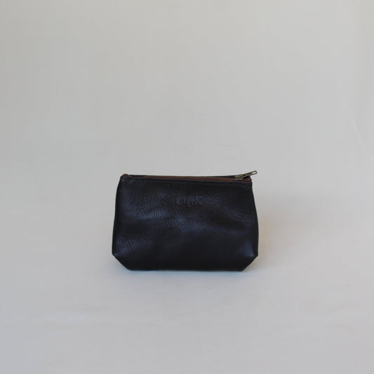 Small Leather Make-Up Bag - Black