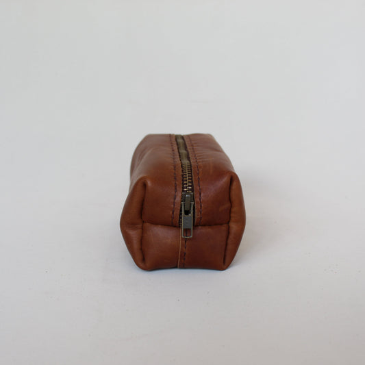 leather utility case in cognac