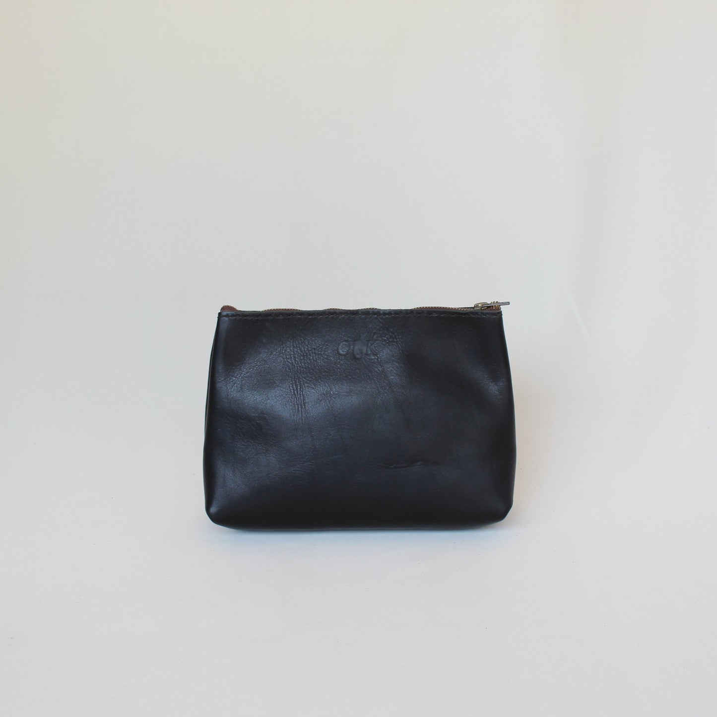 Large Leather Makeup Bag - Black