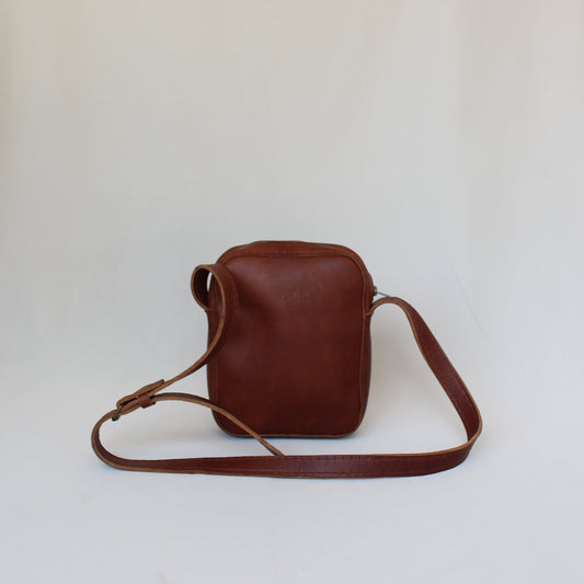 Leather Cross-Body Bag - Cognac
