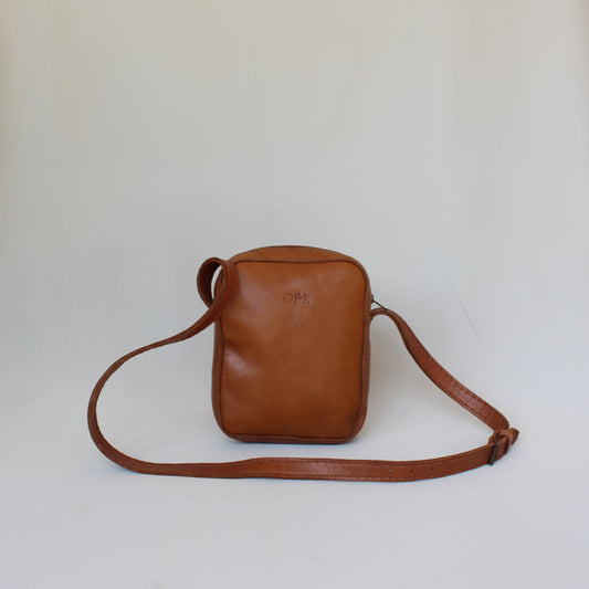 Leather Cross-Body Bag - Tan