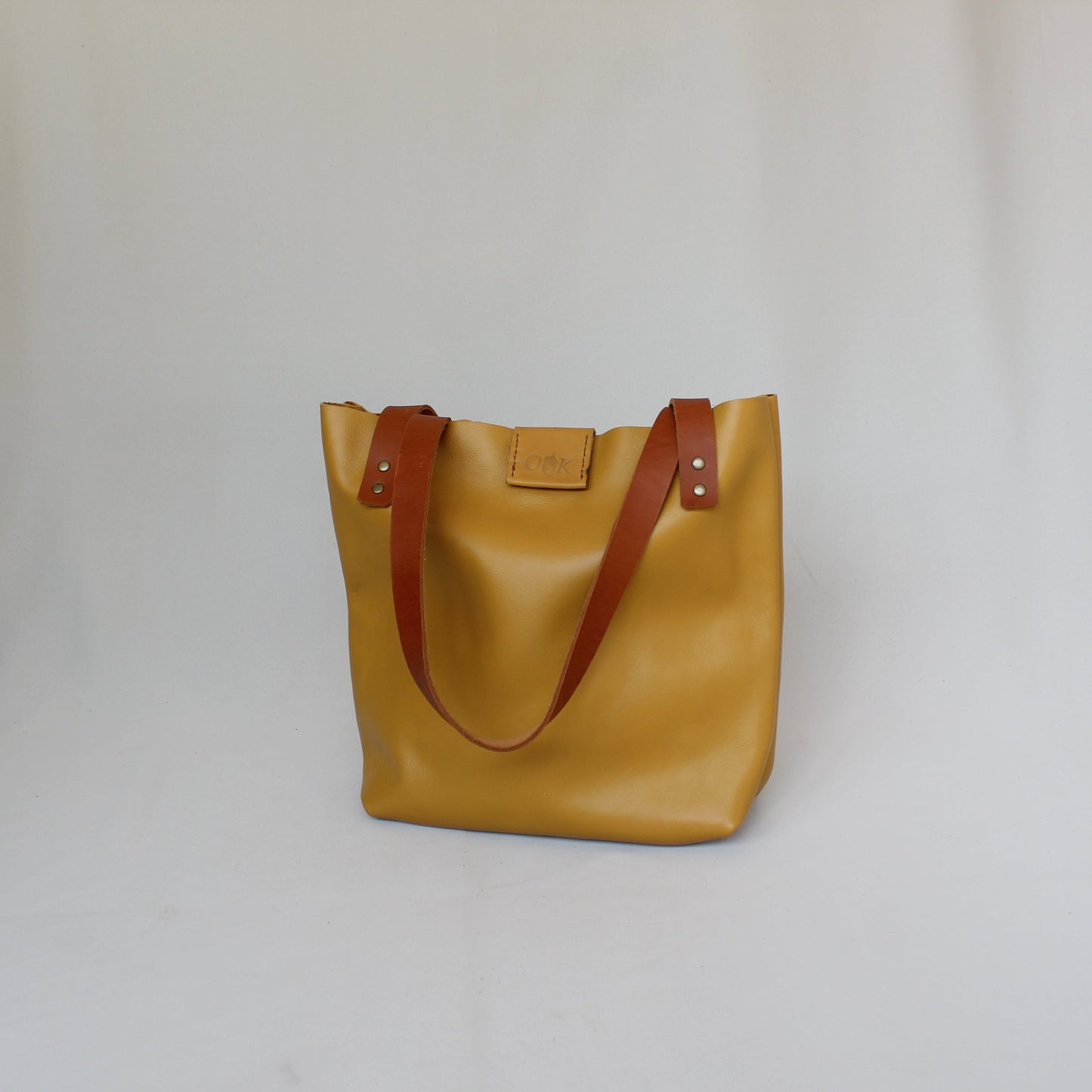 Soft Tote Leather Bag - Mustard
