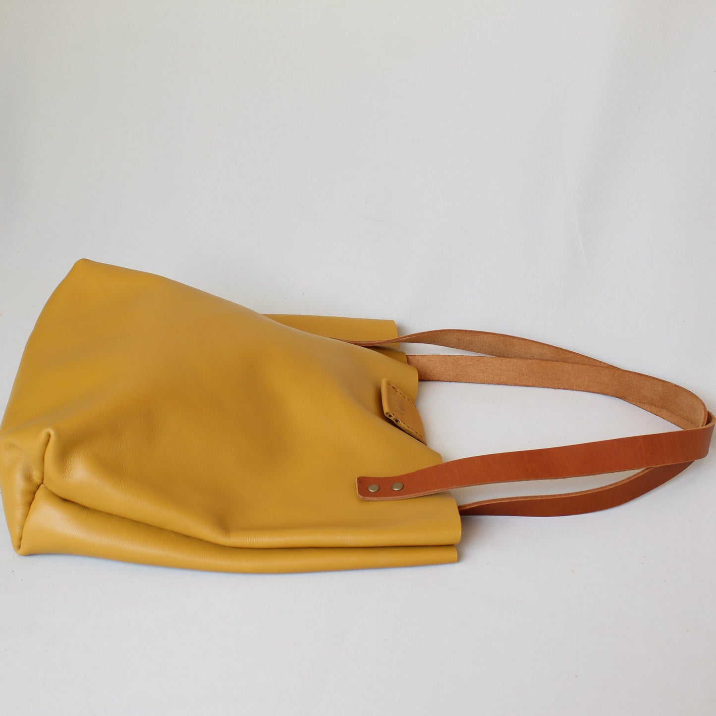 Soft Tote Leather Bag - Mustard