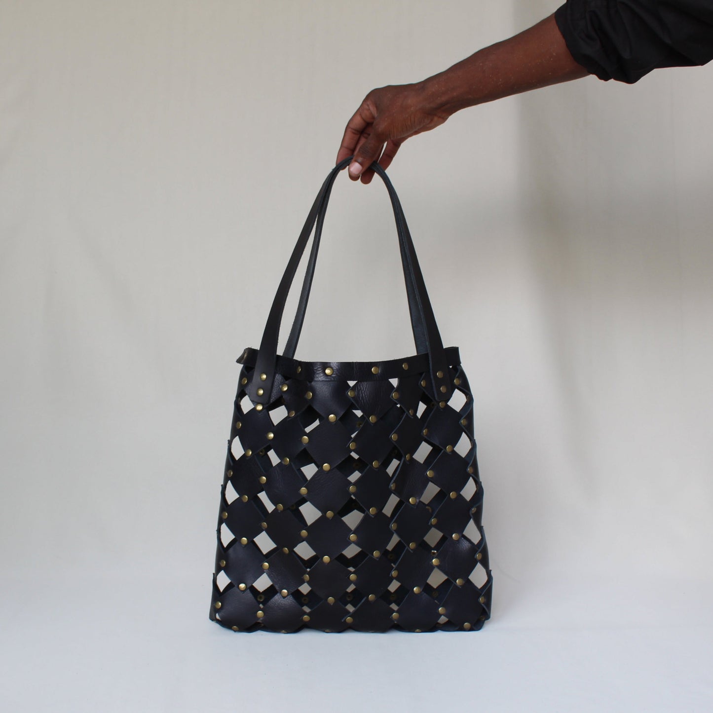 Leather Market Tote - Black