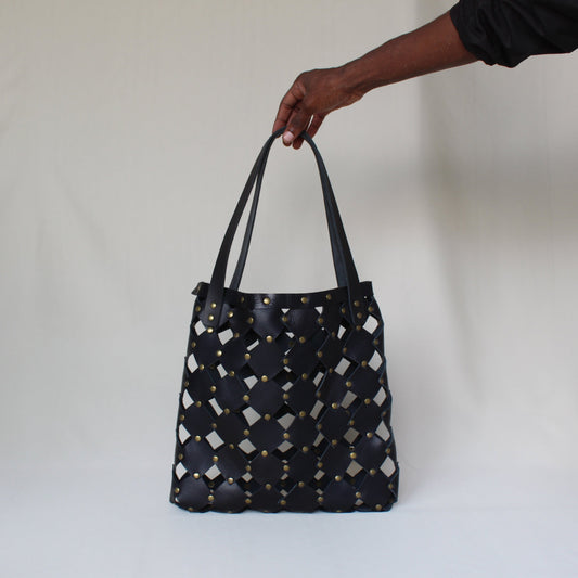 Leather Market Tote - Black