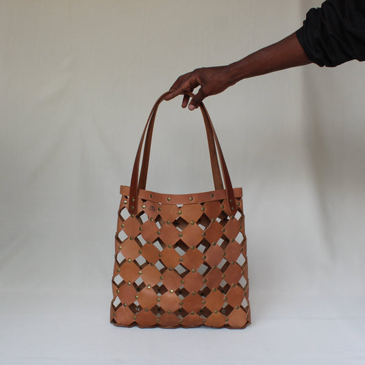 Leather Market Tote - Tan