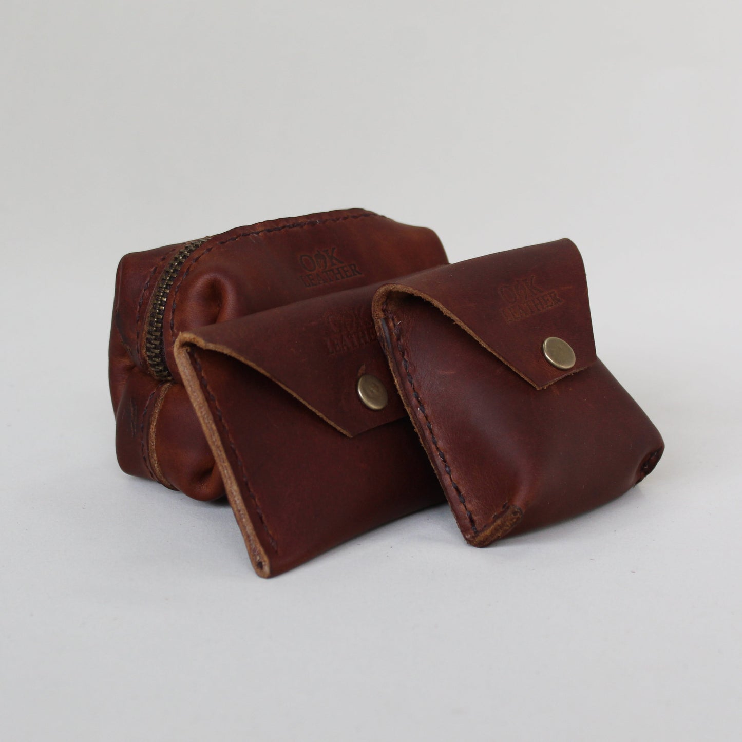 Mini Leather Pouch Collection - Cognac