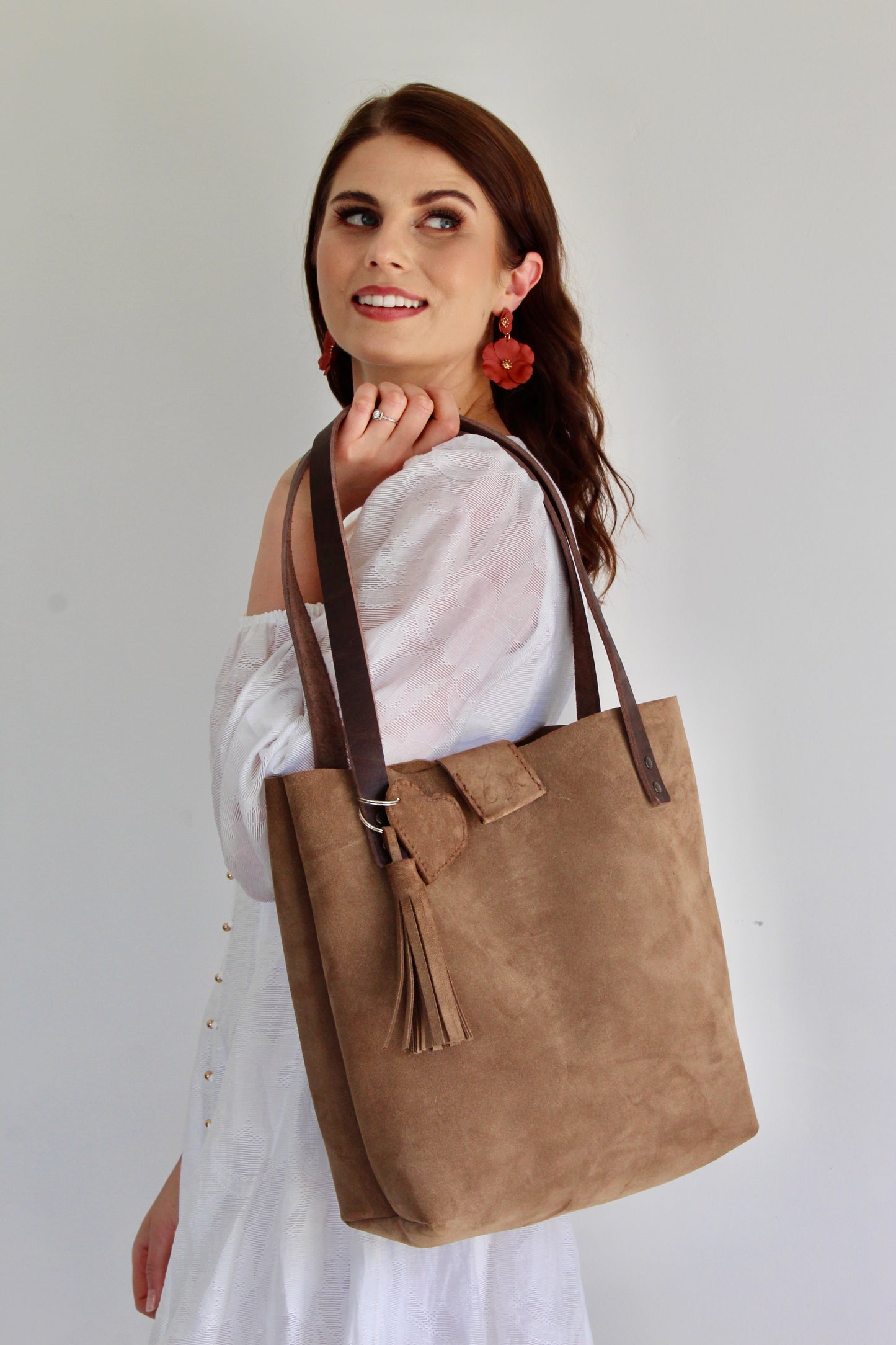 Suede Tote - Brown