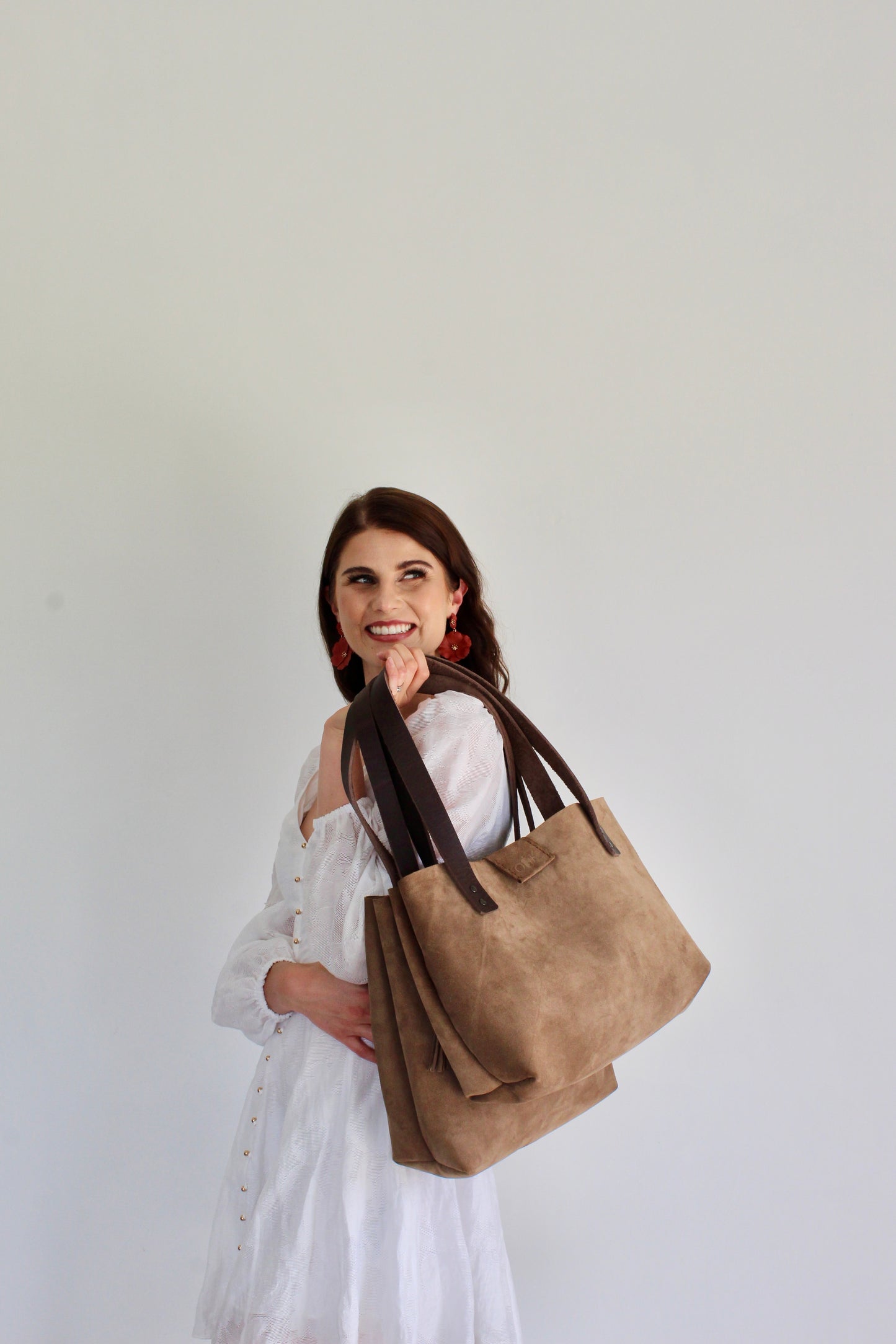 Suede Tote - Brown