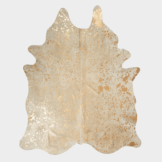 Cow Hide - Metalic gold on white