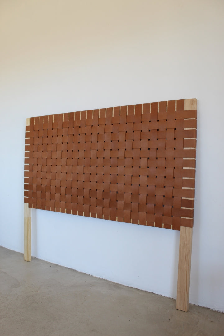 Woven leather headboard