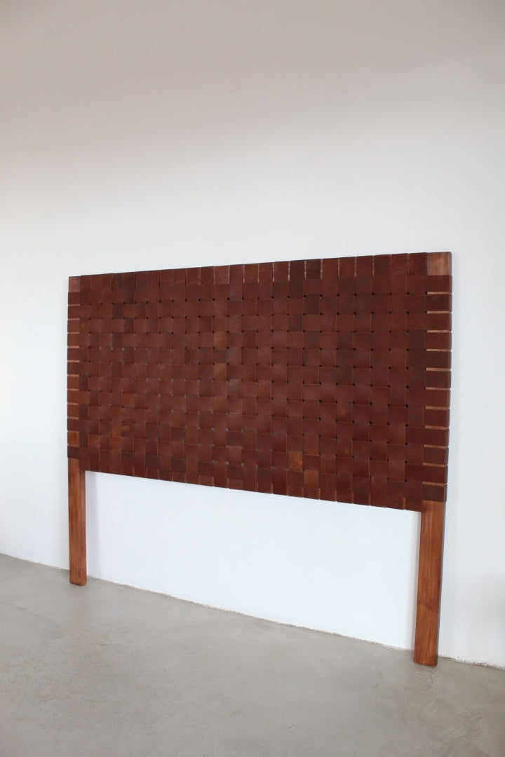 Woven leather headboard