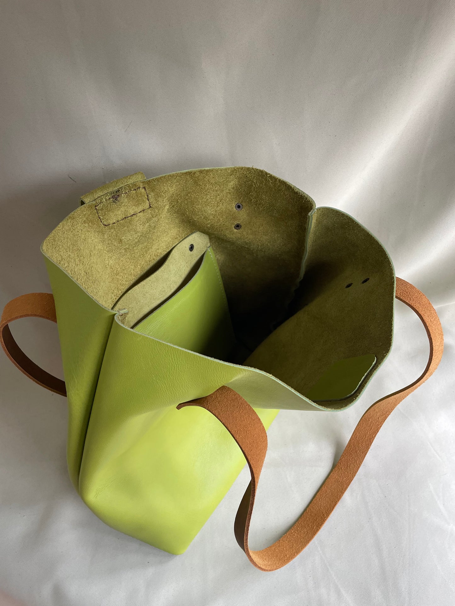 Soft Tote Leather Bag - Lime