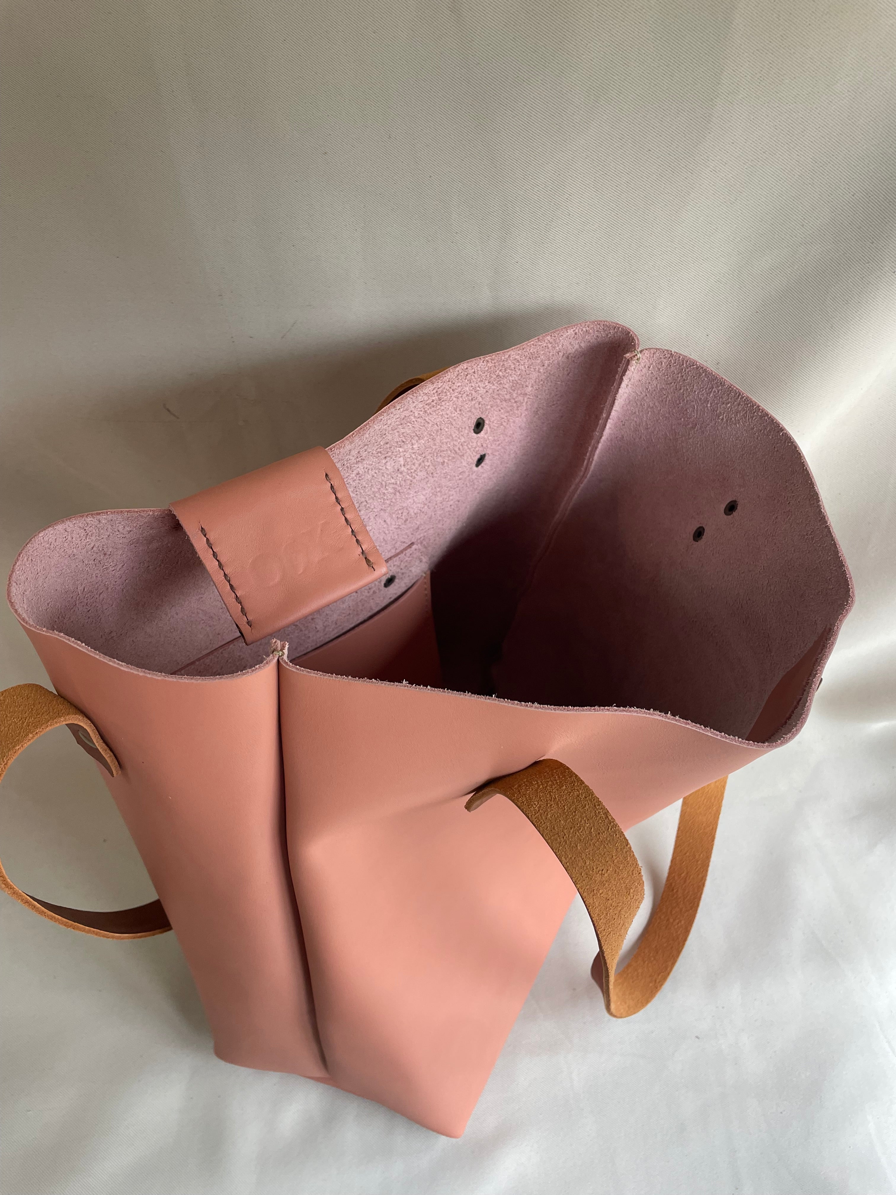 Soft Tote Leather Bag - Pink