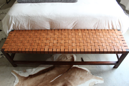 Woven Leather Bench