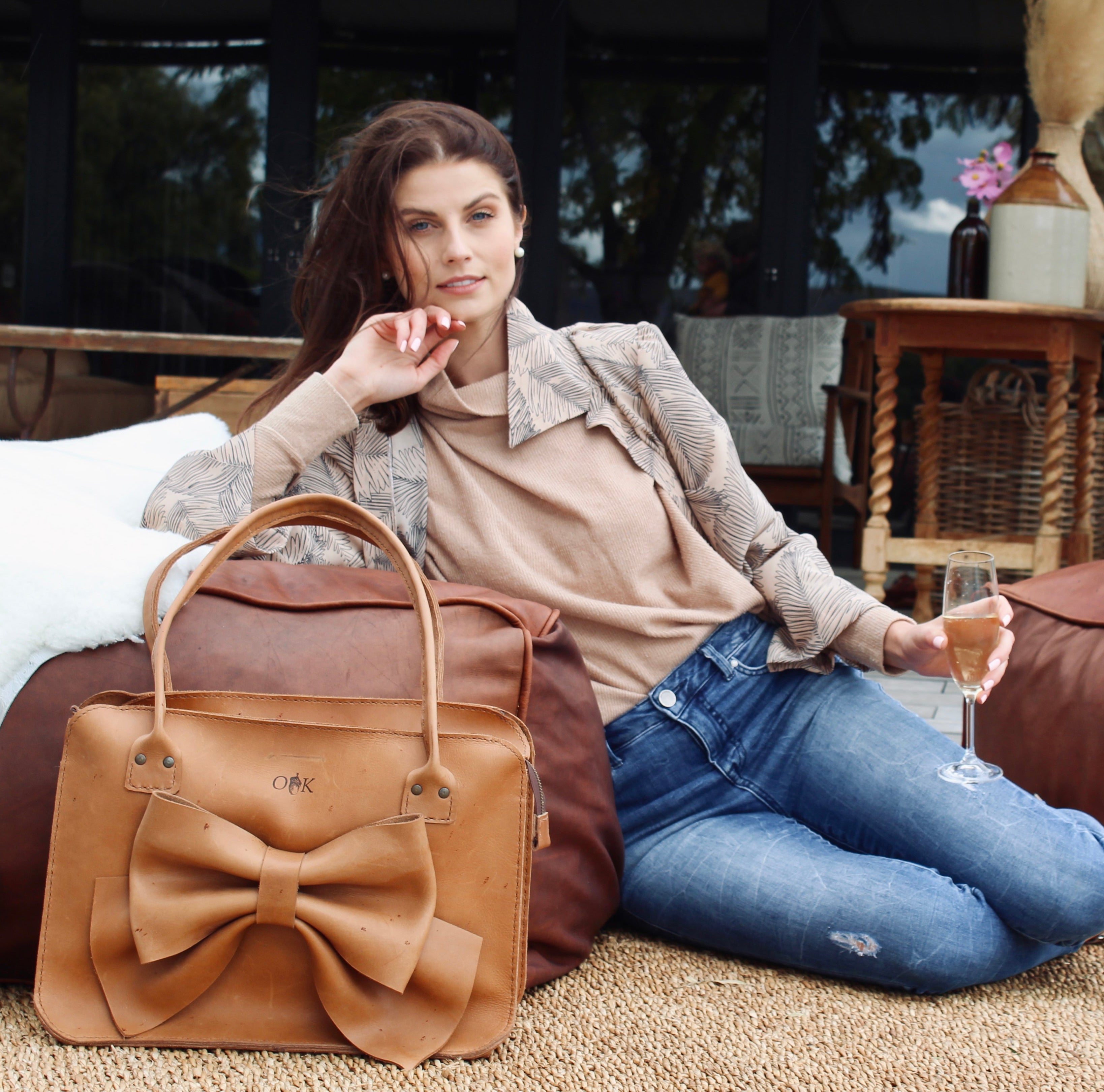 Sandra Leather Business Bag - Tan
