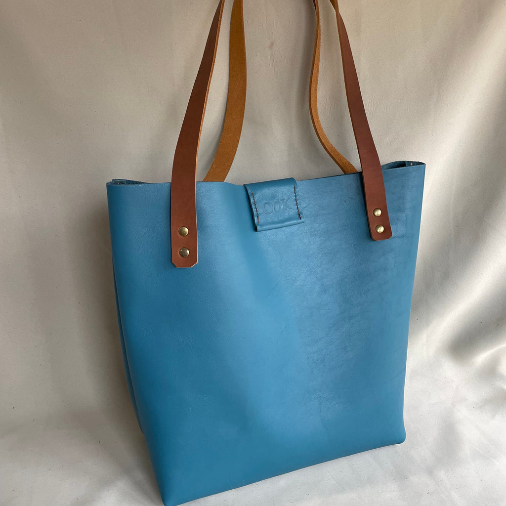 Soft Tote Leather Bag - Blue