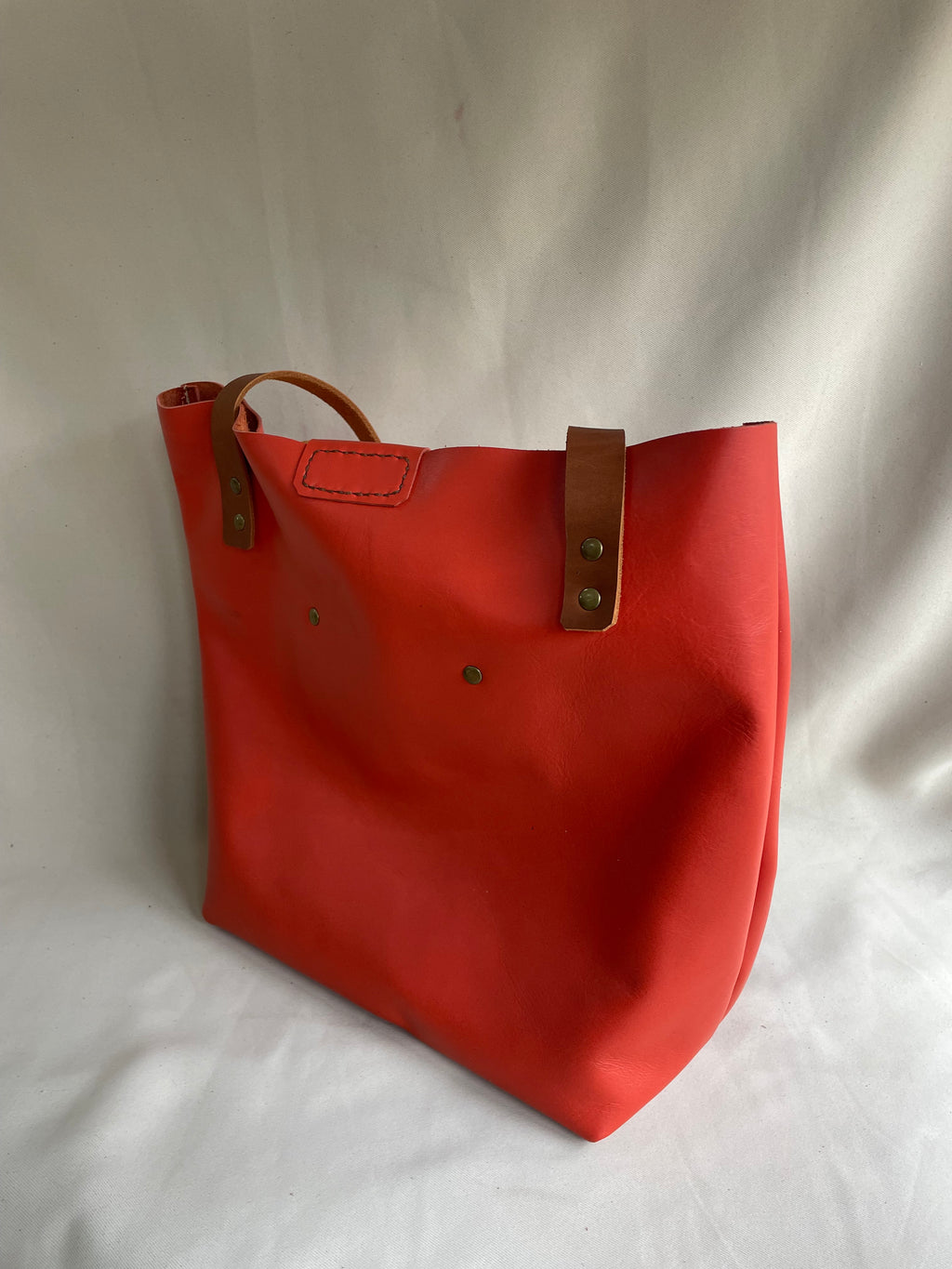 Soft Tote Leather Bag - Red
