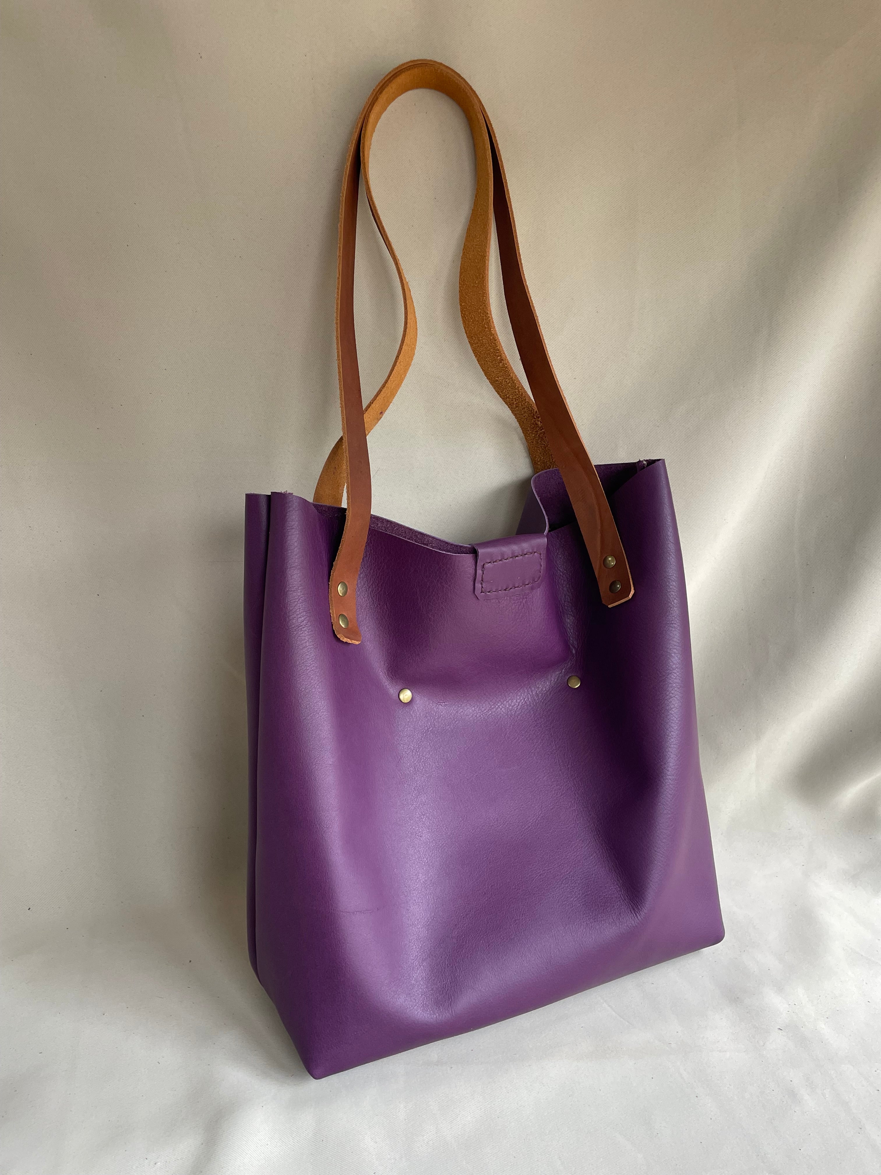 Soft Tote Leather Bag - Purple