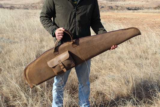 Leather Rifle Bag - Light waxed suede