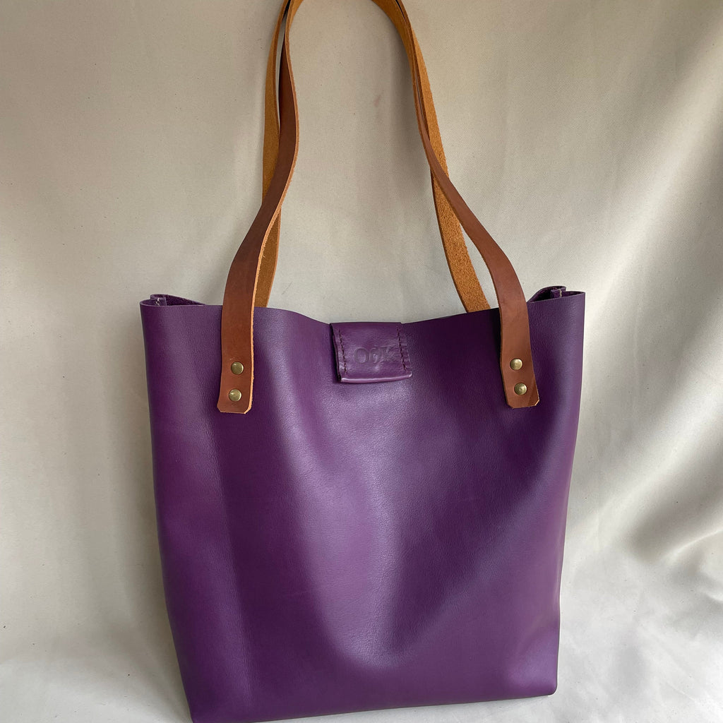 Soft Tote Leather Bag - Purple