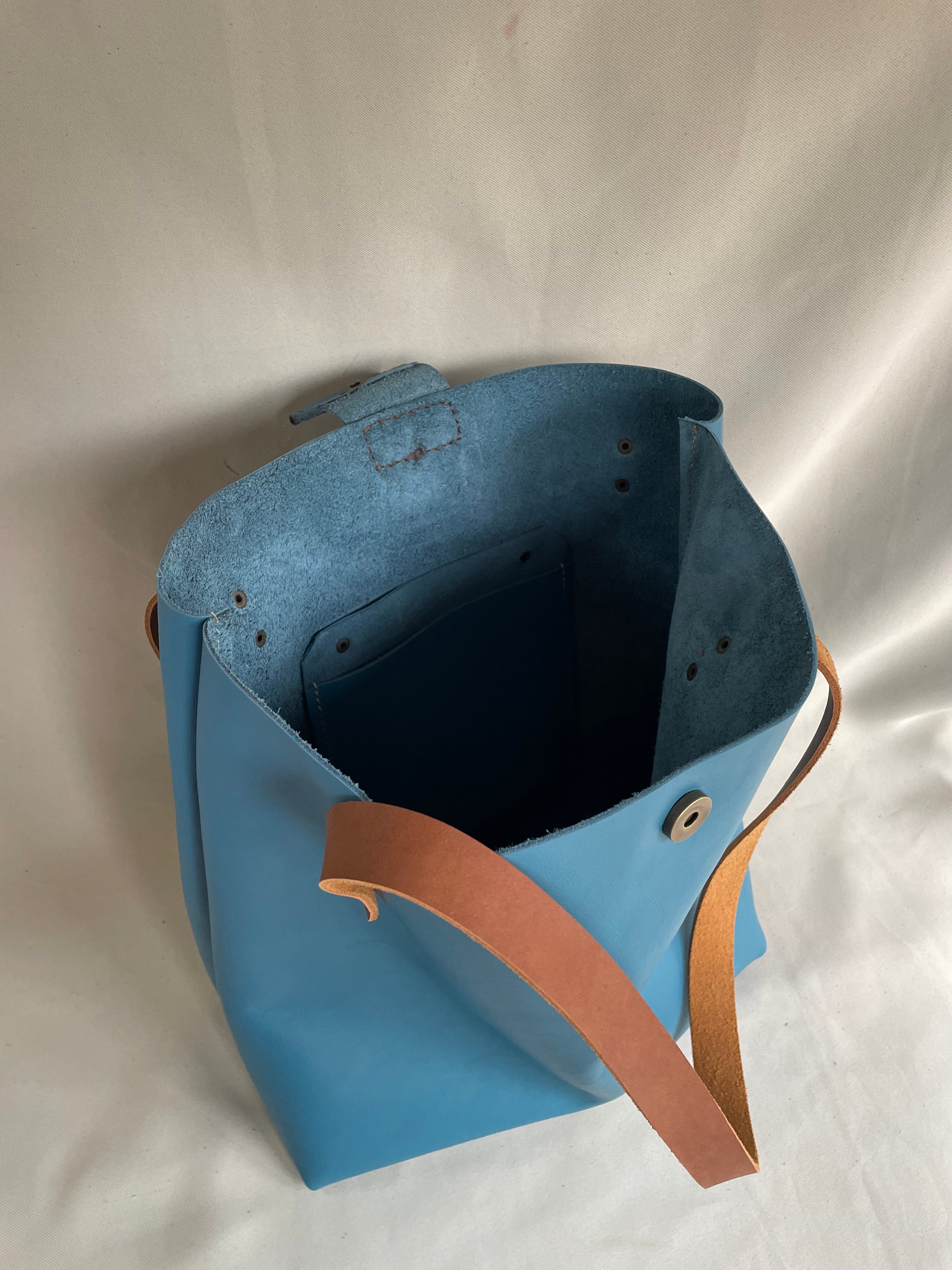 Soft Tote Leather Bag - Blue