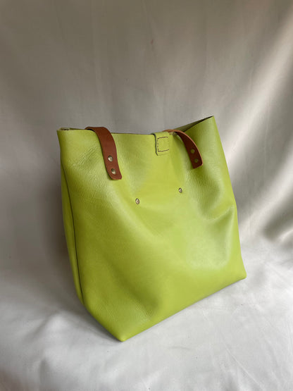 Soft Tote Leather Bag - Lime