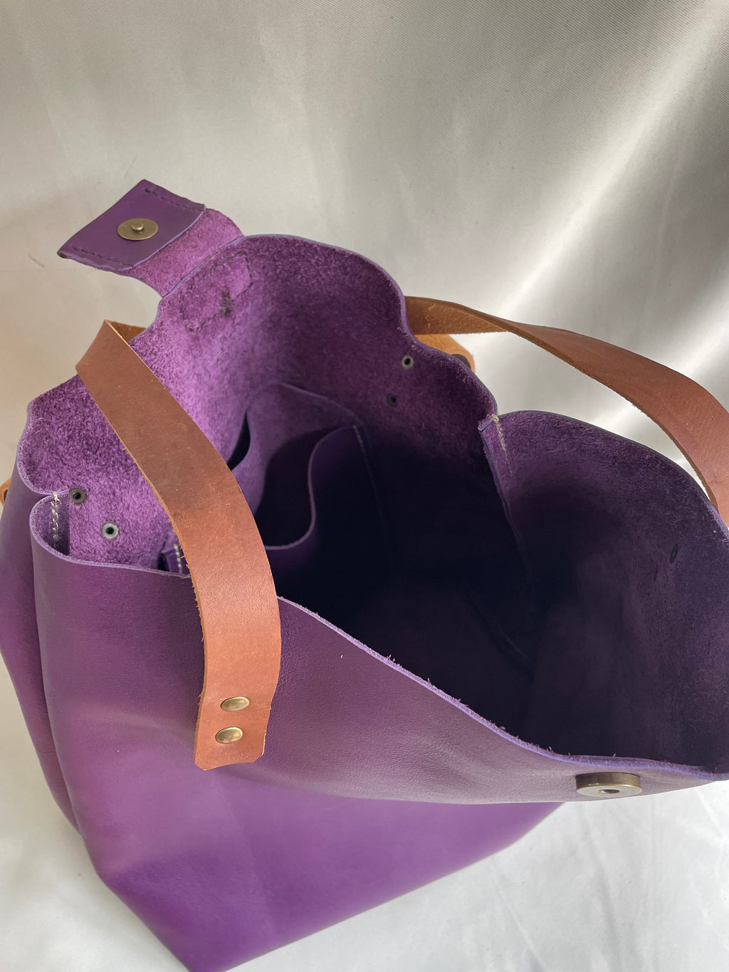Soft Tote Leather Bag - Purple