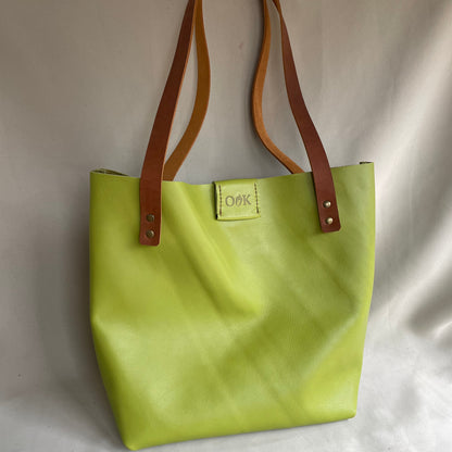 Soft Tote Leather Bag - Lime