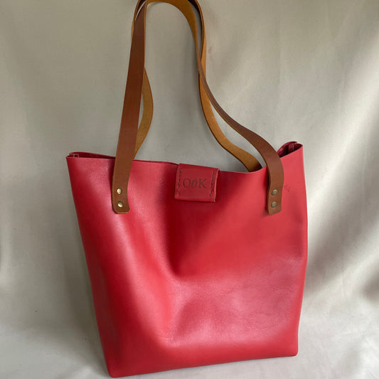 Soft Tote Leather Bag - Red