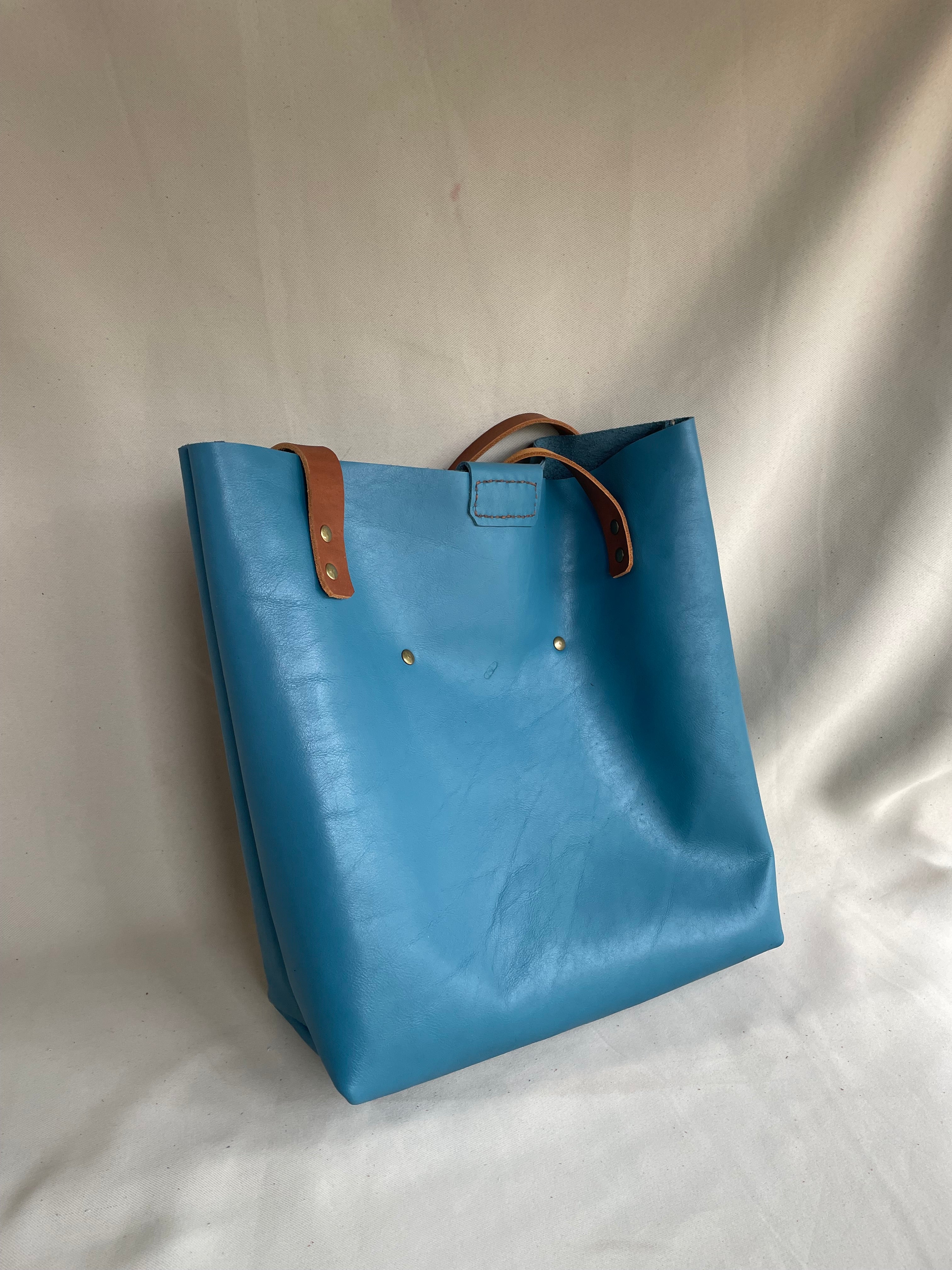 Soft Tote Leather Bag - Blue