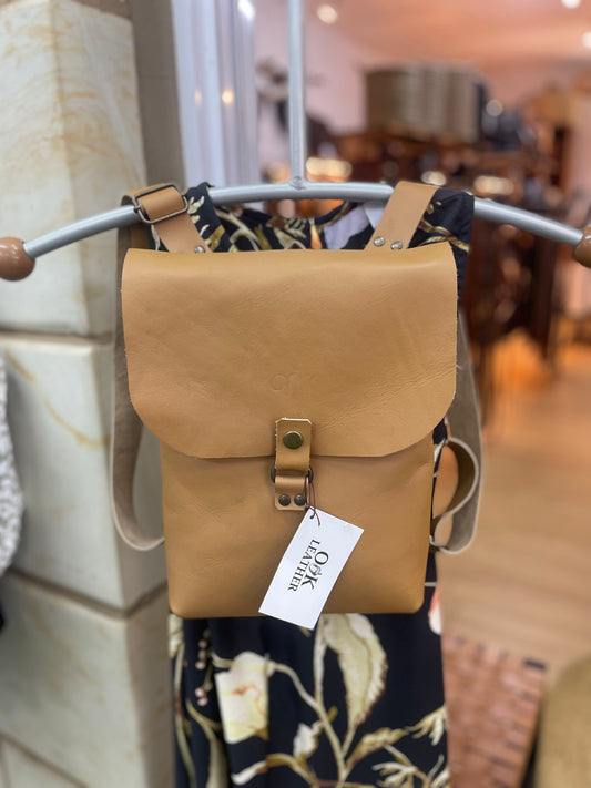 Leather Minimalist Backpack - Light Tan