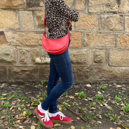 Leather Banana Moonbag - Red