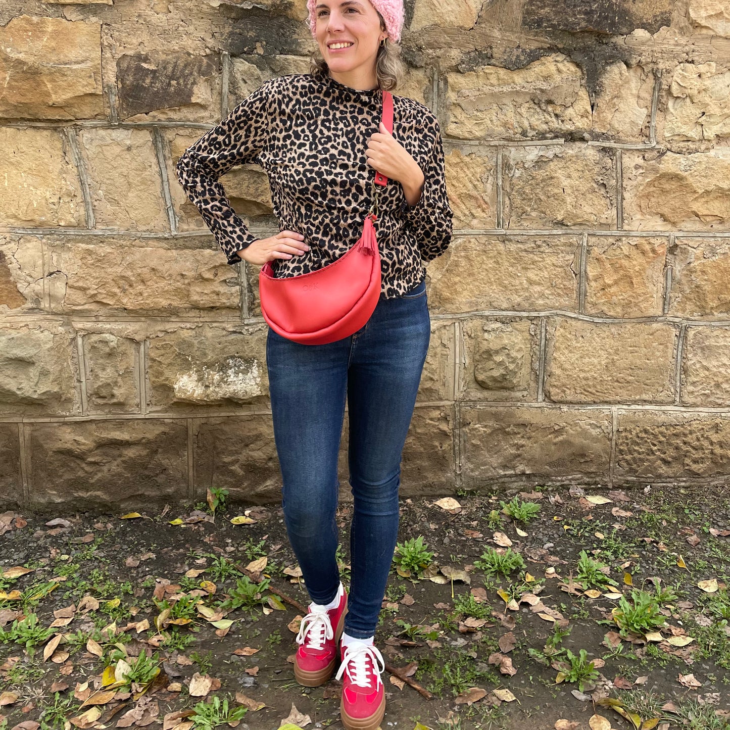 Leather Banana Moonbag - Red
