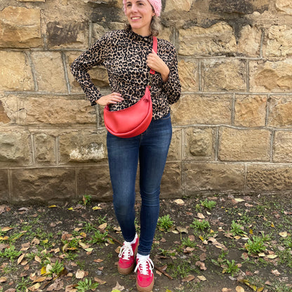 Leather Banana Moonbag - Red