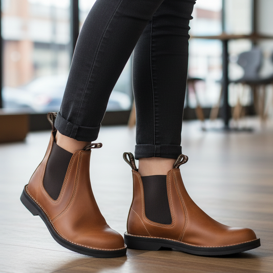 Karoo Ladies Elastic Gusset Leather Veldskoen Boot